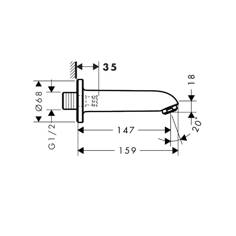 Hansgrohe zidni izliv za kadu 14,7 cm (13414000) - Slika 3