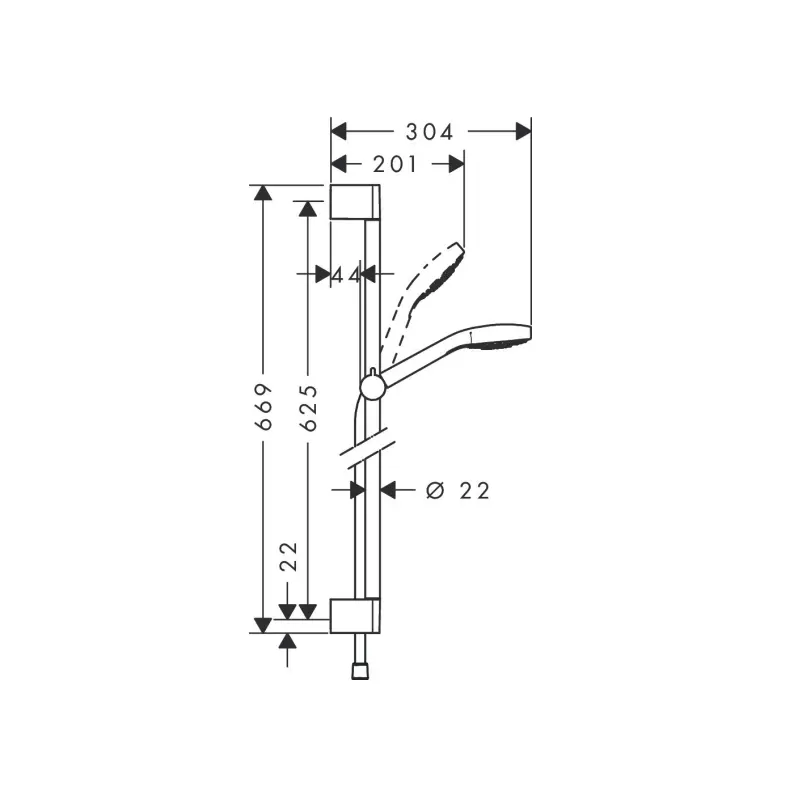 Hansgrohe Croma Select S 26564400 tuš ručica sa šipkom i crevom bela hrom