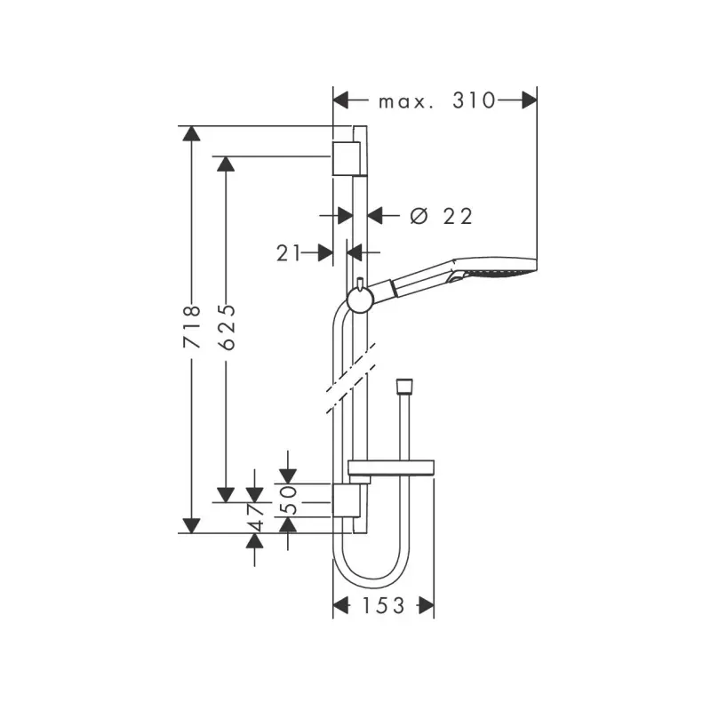 Hansgrohe Raindance Select S 26630000 klizna šipka set hrom