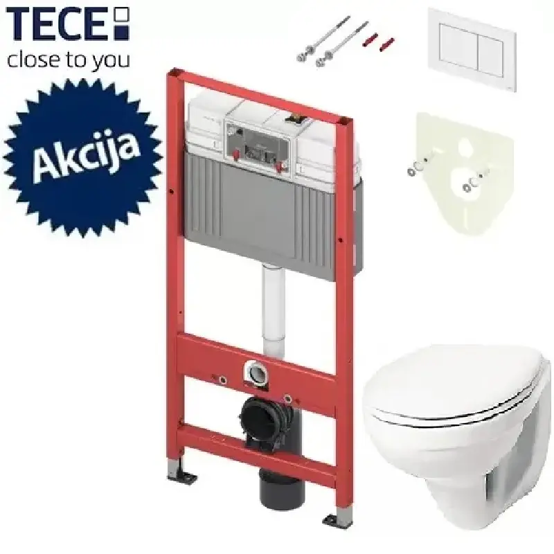 TECE Base set TECE SET1 sa ugradnim vodokotlićem, KOLO Idol konzolnom WC šoljom, Slim Soft Close daskom i belom TECEnow tipkom