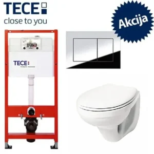 TECE Base set TECE SET8 sa ugradnim vodokotlićem, KOLO Idol konzolnom WC šoljom, Slim Soft Close daskom i hrom TECEnow tipkom