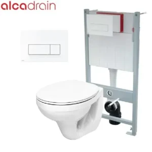 Alca Plast ALCA SET1 ugradni vodokotlić sa belom M570 tipkom, KOLO Idol konzolnom WC šoljom i Arizona C1 WC daskom