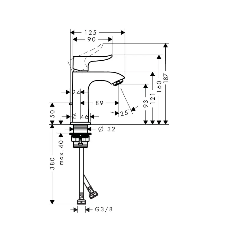 Hansgrohe Metris 100 slavina za lavabo niska (31088000) - Slika 3