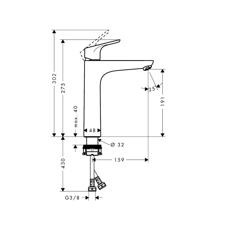 Hansgrohe Focus 190 slavina za lavabo bez sifona (31518000) - Slika 3