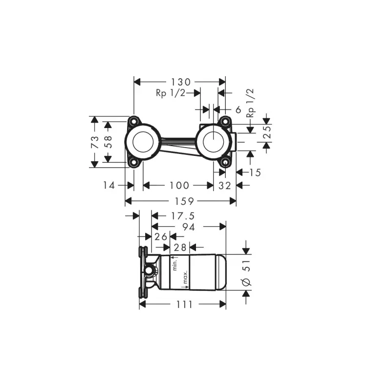 Hansgrohe Basic set za ugradnu zidnu slavinu za lavabo (13622180) - Slika 3