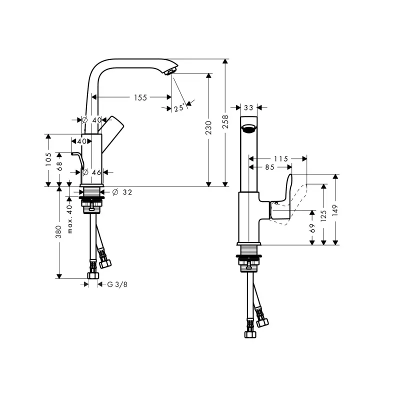 Hansgrohe Metris 230 slavina za lavabo visoka (31087000) - Slika 3