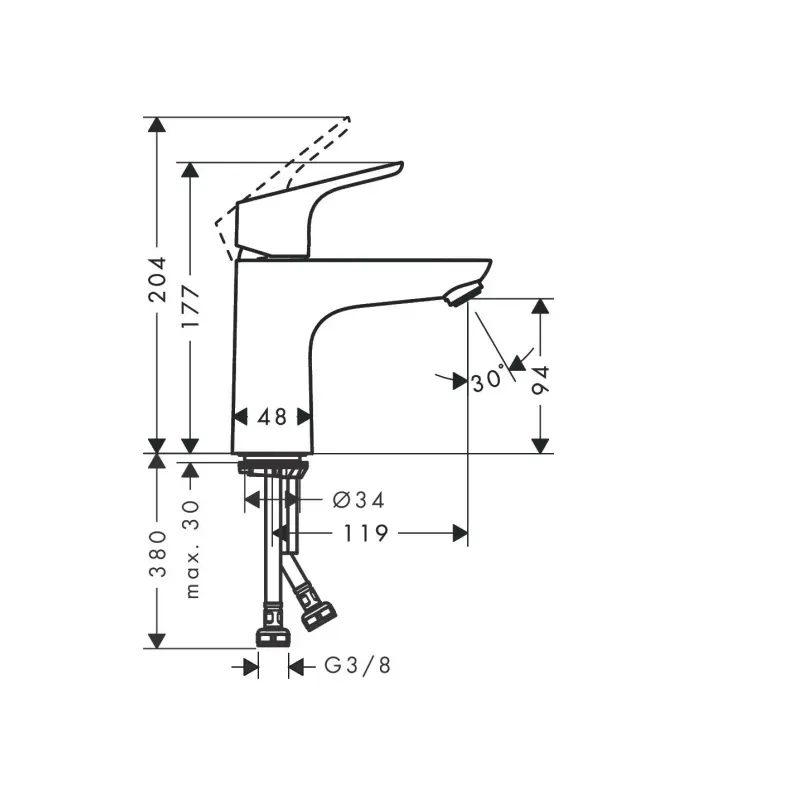 Hansgrohe Focus 100 slavina za lavabo hrom bez sifona