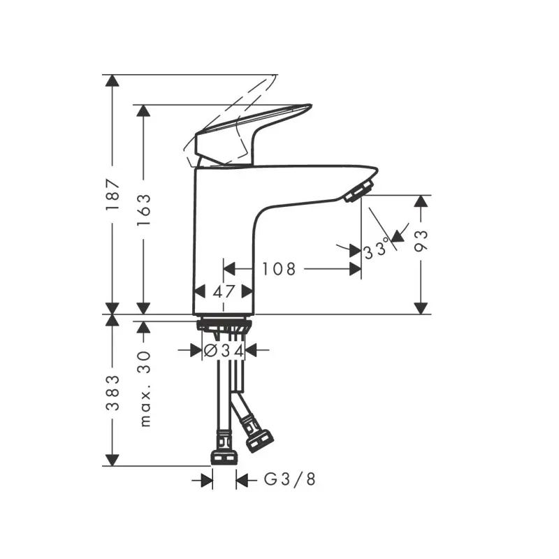 Hansgrohe Logis 100 slavina za lavabo bez sifona (71101000) - Slika 3