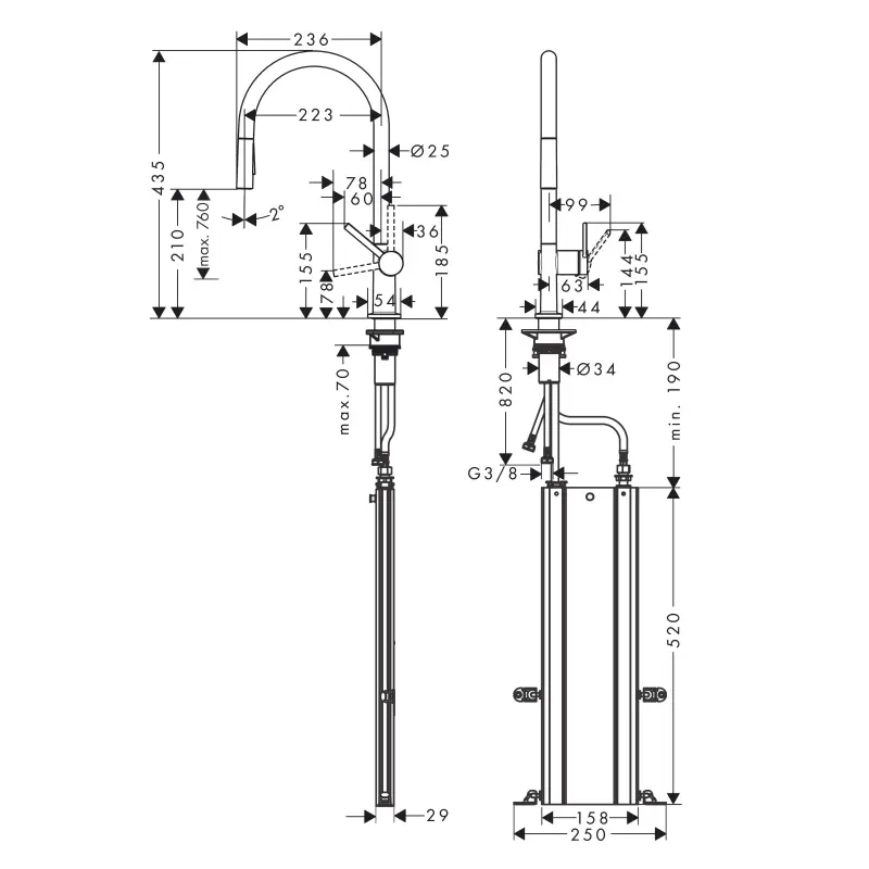 Hansgrohe Talis M54 210 slavina za sudoperu sBox izvlačni tuš chrome
