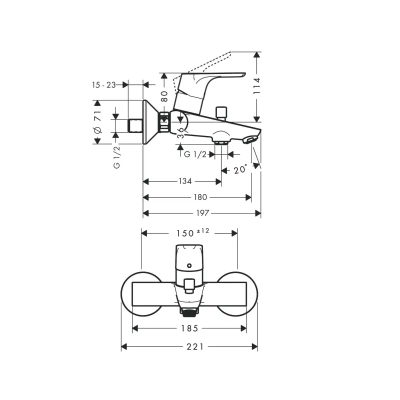 Hansgrohe Focus slavina za kadu sa izlivom (31940000) - Slika 3