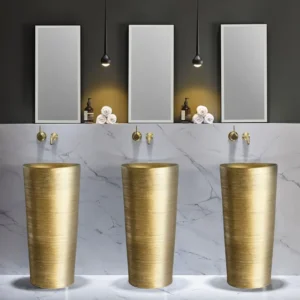 Rubicer Lingote Redondo RSH16CLGLD zlatni mat samostojeći lavabo Ø41 × 85 cm