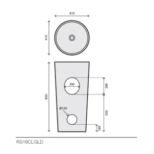 Rubicer Lingote Redondo RSH16CLGLD zlatni mat samostojeći lavabo Ø41 × 85 cm