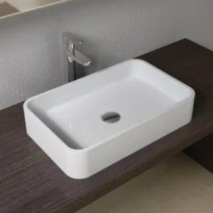 Rubicer RSB1RECB beli pravougaoni nadgradni lavabo od solid surface materijala 50 × 38 cm