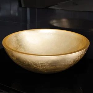 Rubicer Glass Gold RLVGOLD40 okrugli zlatni nadgradni lavabo od stakla Ø40 cm