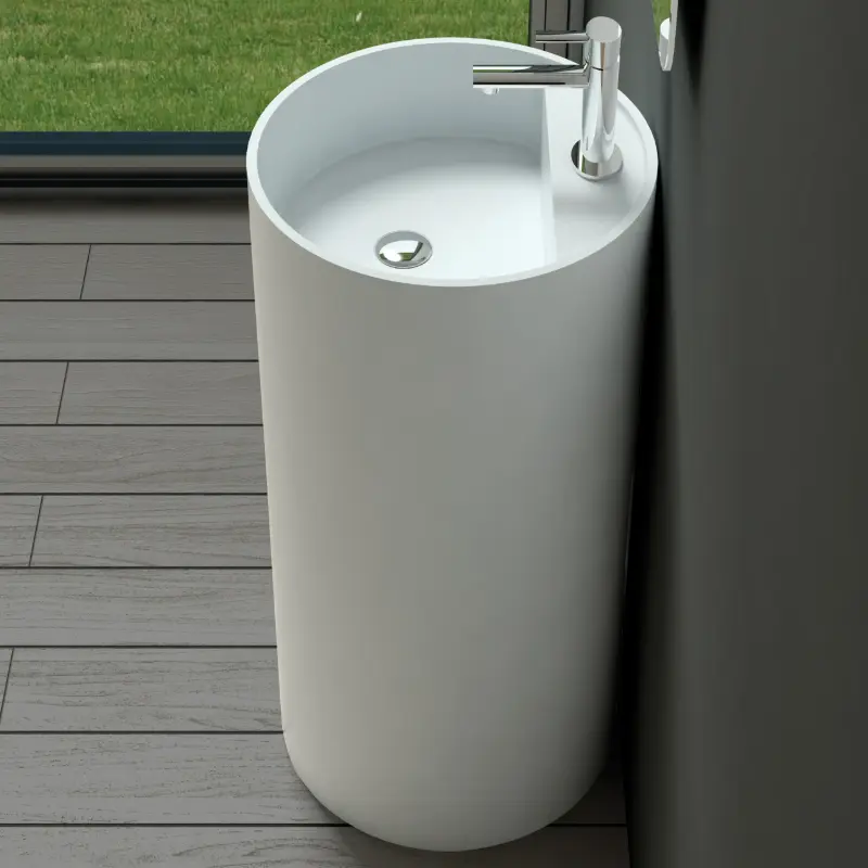 Rubicer RSPW58 beli cilindrični samostojeći lavabo Ø46 × 86 cm