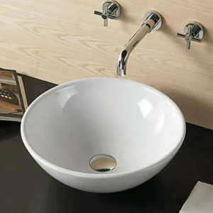 Rubicer RS202 beli sjajni okrugli nadgradni lavabo Ø42 cm