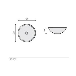 Rubicer RS202 beli sjajni okrugli nadgradni lavabo Ø42 cm