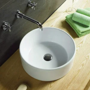 Rubicer RS218 beli sjajni okrugli nadgradni lavabo Ø40,5 cm