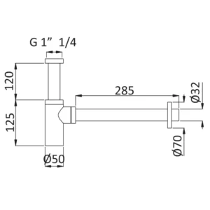 Rubicer RC53412.GLD zlatni cilindrični sifon za lavabo od mesinga