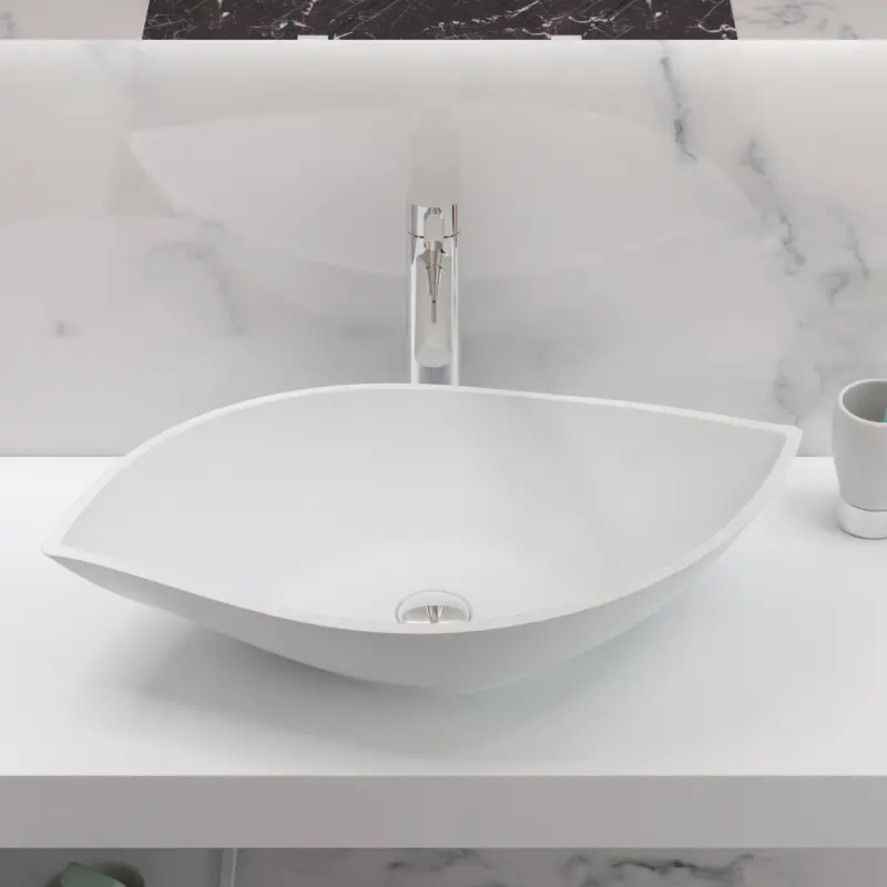Rubicer Folha RSD5B beli ovalni nadgradni lavabo 66 × 38 cm