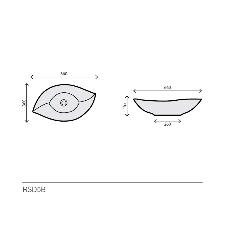 Rubicer Folha ovalni nadgradni lavabo 66 × 38 cm beli sjaj (RSD5B) - Slika 2