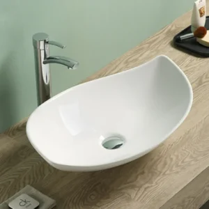 Rubicer Folha RS78549 beli asimetrični nadgradni lavabo 65,5 × 40 cm