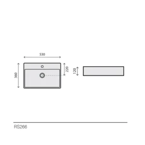 Rubicer RS266 beli pravougaoni nadgradni lavabo 53 × 36 cm