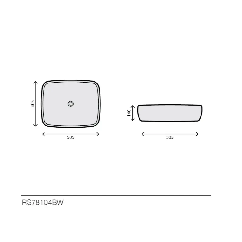 Rubicer Black and White pravougaoni nadgradni lavabo 50,5 × 40,5 cm (RS78104BW) - Slika 2