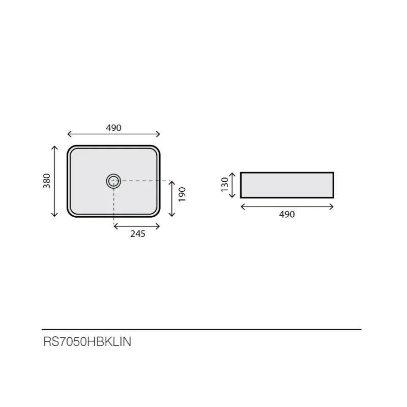 Rubicer pravougaoni nadgradni lavabo 49 × 38 cm beli sa crnim rubom (RS7050HBKLIN) - Slika 2