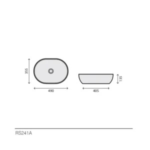 Rubicer RS241A beli ovalni nadgradni lavabo 49 × 35,5 cm