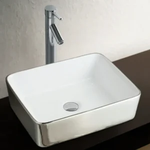 Rubicer RS263S srebrno-beli pravougaoni nadgradni lavabo 48 × 37 cm