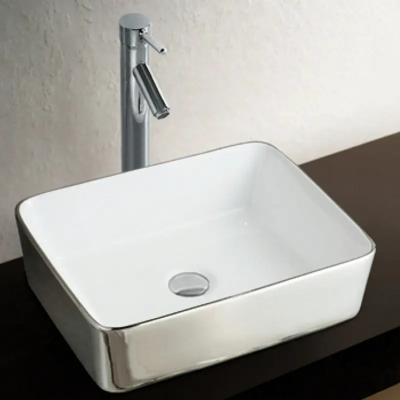 Rubicer RS263S srebrno-beli pravougaoni nadgradni lavabo 48 × 37 cm