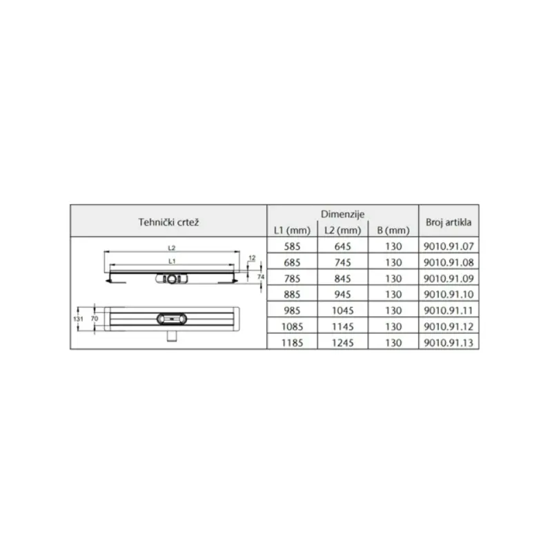 ACO ShowerDrain C Blackline tuš kanalica H74
