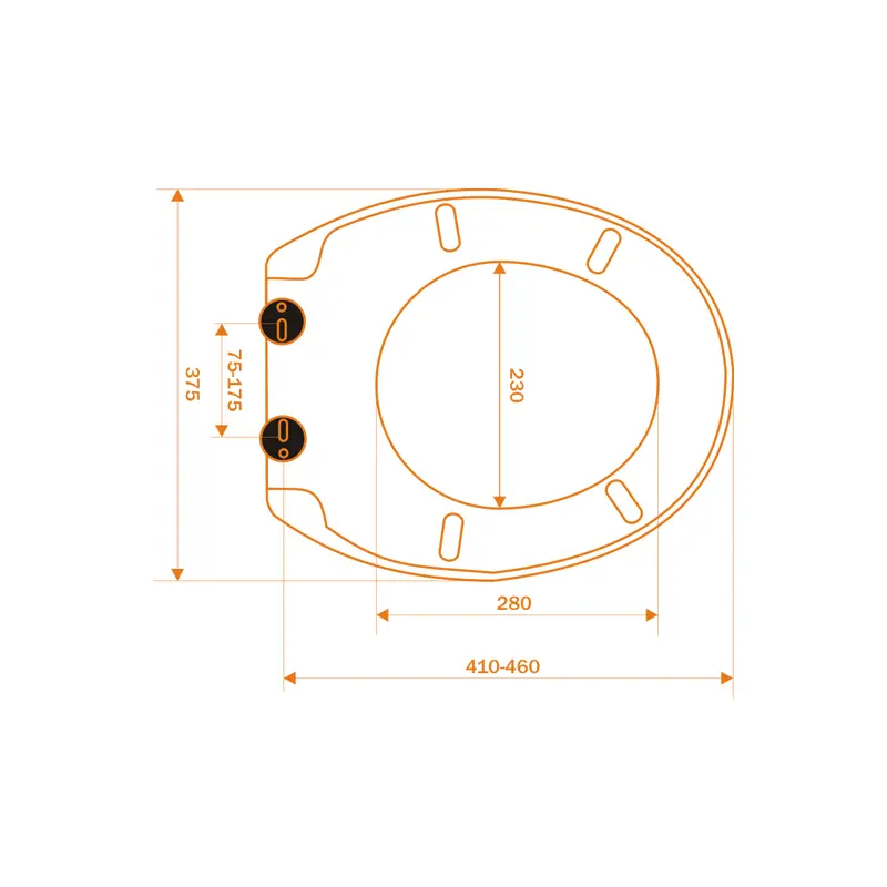 Tehnički prikaz COTEXSA Eurostandard C9 WC daske REAC-C9, koristan za proveru dimenzija 45,5 × 37,8 cm i uklapanja