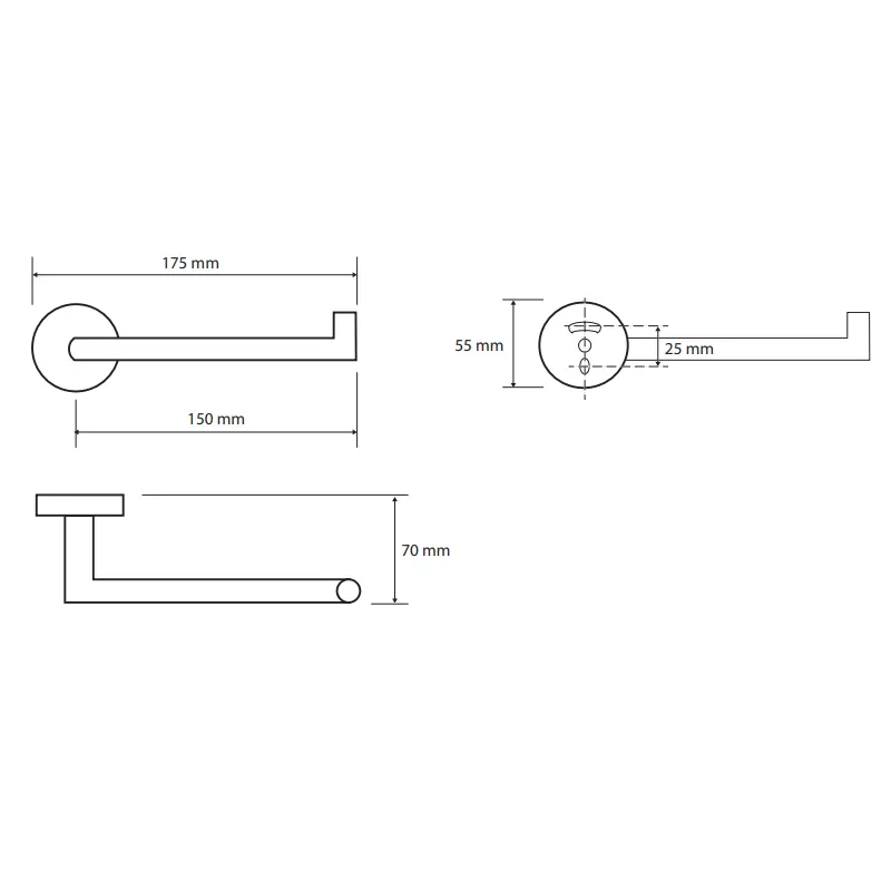 bemeta sablo držač rolo papira desni 160212030 tehnički crtež