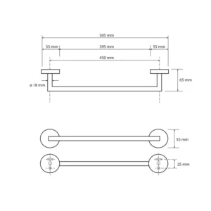 bemeta sablo držač peškira 505 tehnički crtež dimenzije