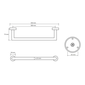 bemeta sablo držač peškira 300 tehnički crtež dimenzije