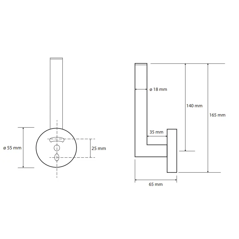 bemeta amber držač rolo papira 155112032 tehnički crtež dimenzije