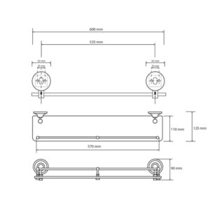 Bemeta RETRO bronza polica sa šipkom Bemeta RETRO bronza polica sa šipkom 60 cm staklo