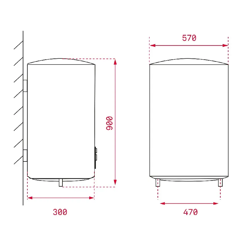 TEKA EWH 80 D SLIM 42080090 tehnički crtež