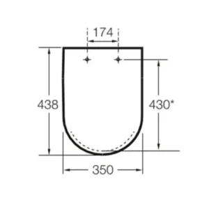 ROCA Debba A8019D2004 tehnički prikaz WC daske Tehnički prikaz ROCA Debba WC daske A8019D2004 sa dimenzijama 36,4 × 4,6 × 44,5 cm i razmakom rupa 16 cm