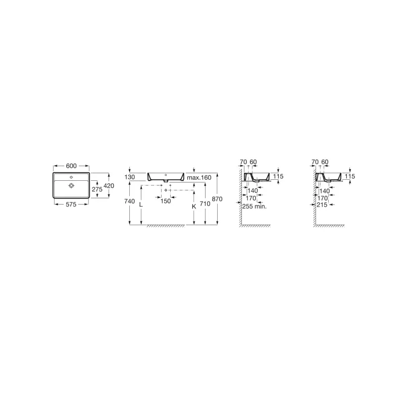 Roca The Gap Square nadgradni lavabo 60 × 42 cm (A3270MN000) - Slika 2