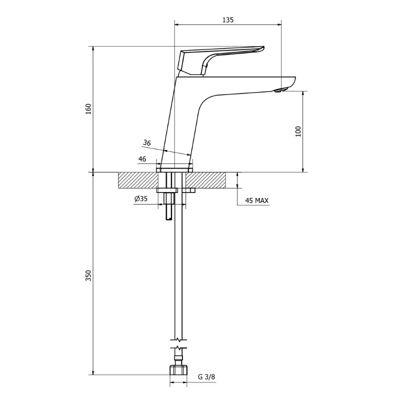 Teorema Edge slavina za lavabo niska (8E30111) - Slika 3
