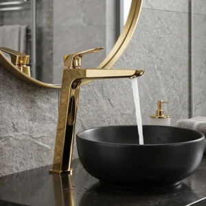 Teorema Edge slavina za lavabo visoka Gold