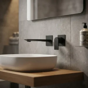 Teorema Slope maska za ugradnu slavinu za lavabo sa izlivom 190 mm i klik-klak ventilom – mat crna (9H316EBB)