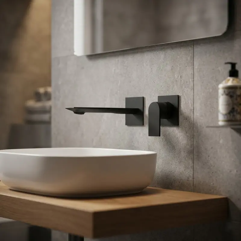 Teorema Slope maska za ugradnu slavinu za lavabo sa izlivom 190 mm i klik-klak ventilom – mat crna (9H316EBB)