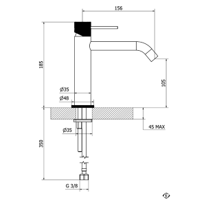 Tehnički crtež LAB 30 lavabo baterije – Dimenzije, montaža i specifikacije Tehnički crtež LAB 30 lavabo baterije sa dimenzijama i prikazom montaže