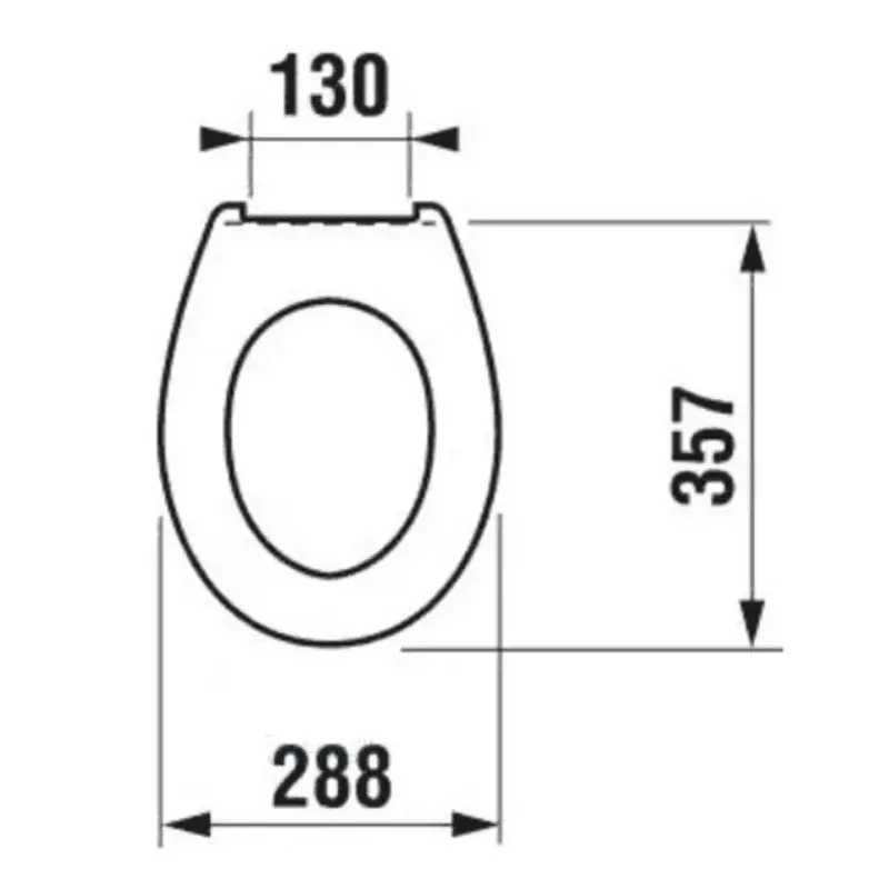 Tehnički prikaz JIKA Baby dečije WC daske 8970373000001, koristan za proveru dimenzija 28,8 × 35,7 cm i razmaka šarki 13 cm