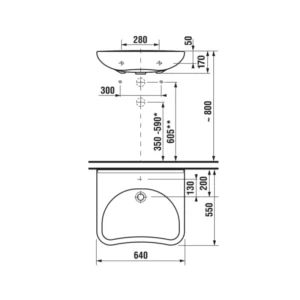 Jika Mio H8137140001041 lavabo 64 × 55 cm za osobe sa invaliditetom