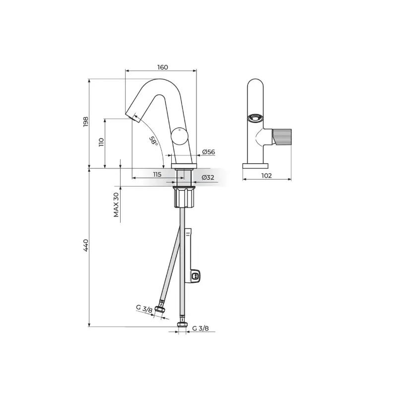 Rosan Stolz S4 Black slavina za lavabo niska (430101B) - Slika 3